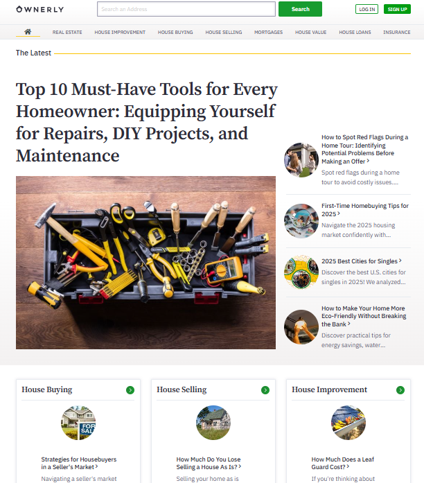 The front page of Ownerly’s blog